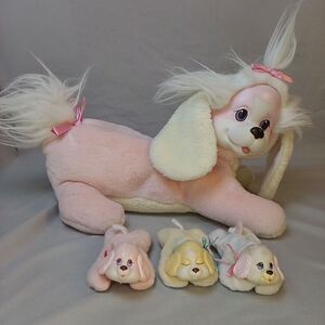 Puppy Surprise Plush Dog Pink Cream Spaniel With 3 Puppies Hasbro 1991 Vintage